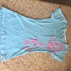 Green Apple T-shirt sm Blue with pink pattern